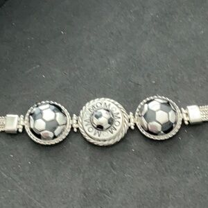 Silver Soccer Ball Charm Bracelet